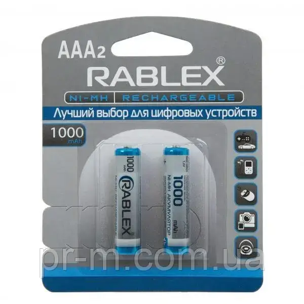 Батарейка акумулятор RABLEX AAA HR3 1000mAh (ціна за 2шт/бл)
