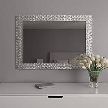 Дзеркало в широкій  срібній рамі 106х76 | Антрацит | Black Mirror на стіну | в кімнату