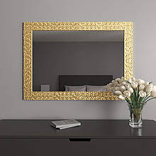 Дзеркало на стіну 106х76 в золотій рамі Black Mirror вологостійке для ванної кімнати