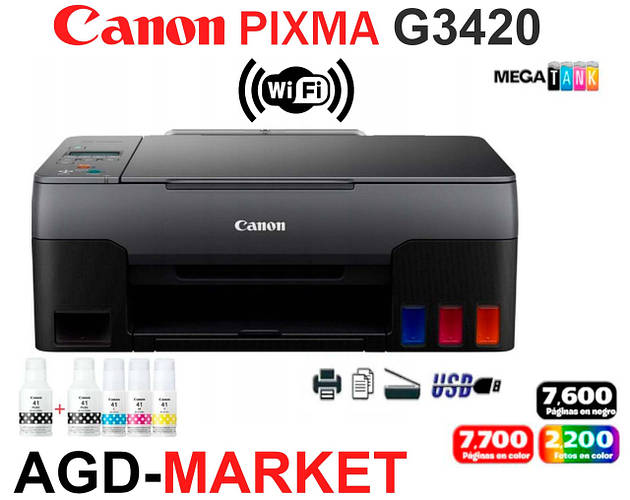 Купить Принтер Canon PIXMA G3420 с Wi-Fi (цветной принтер 3в1 МФУ ...