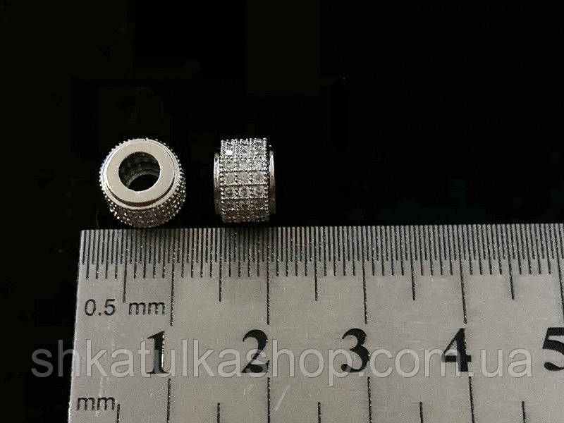 Шарм намистина інкрустована Кубічним цирконієм, фото 1