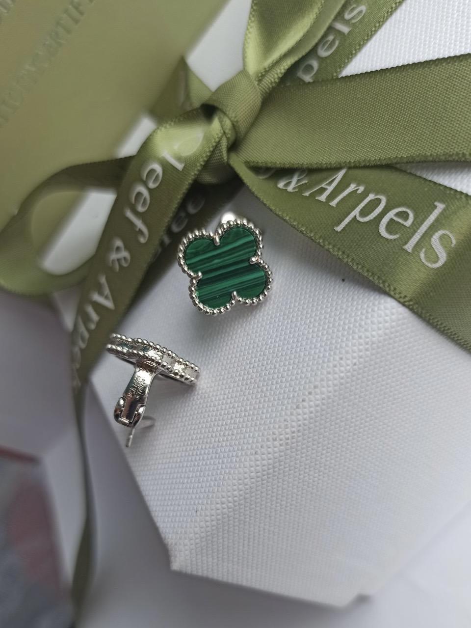 Купити Сережки Van cleef серебро малахіт конюшина ван кліф англійська ...