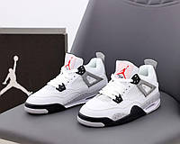 Мужские кроссовки Air Jordan 4 Retro White Cement Black Grey 840606-192