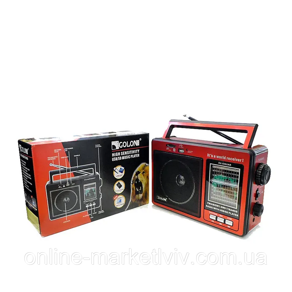 Радиоприемник с LED-фонарем,TF и USB, FM/SW/AM, GOLON RX-006 / Портативное аккумуляторное FM-радио - фото 10 - id-p1774107054