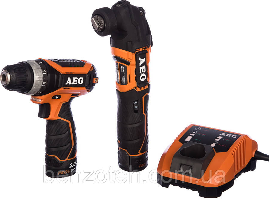 Набір інструментів AEG JP12F2Li-202B (BS12C2 + BMT12C + 2 АКБ + зарядний LL1230) 4935464242, фото 1