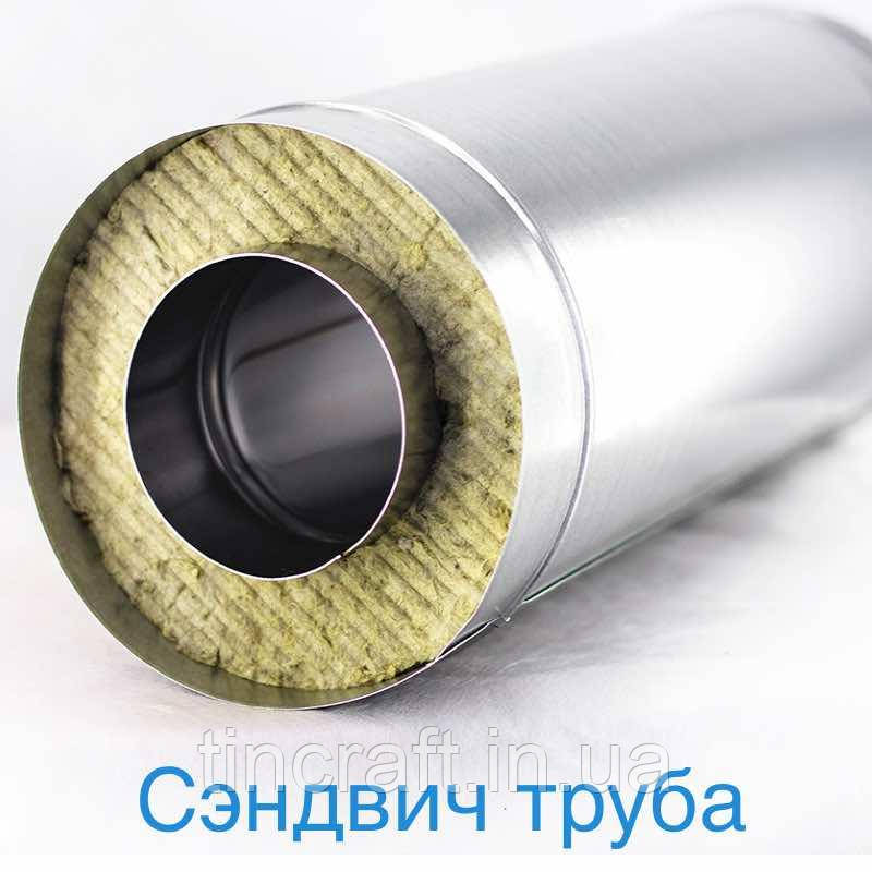 Труба сендвіч для димоходу термо Ø 160/220 мм з нержавіючої сталі S-0.8 мм, L-1 м - Для гаража
