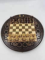 Шахмати деревяні різні круглі ручною роботою
