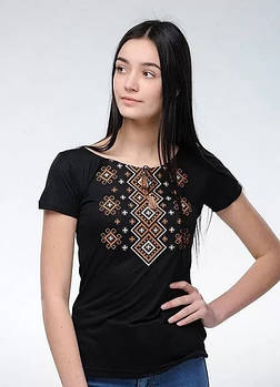 Жіноча футболка-вишиванка короткий рукав чорна/розмір S, M, L, XL XXL, 3XL