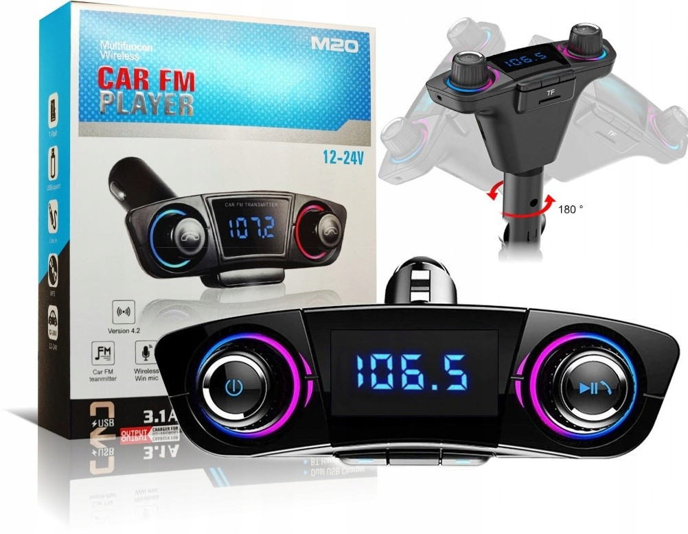 Автомобільний FM-модулятор M20,FM-модулятор з USB + MicroSD — MP3 модулятор