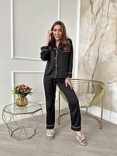 Піжама жіноча з шовку Армані XS Чорний, фото 3