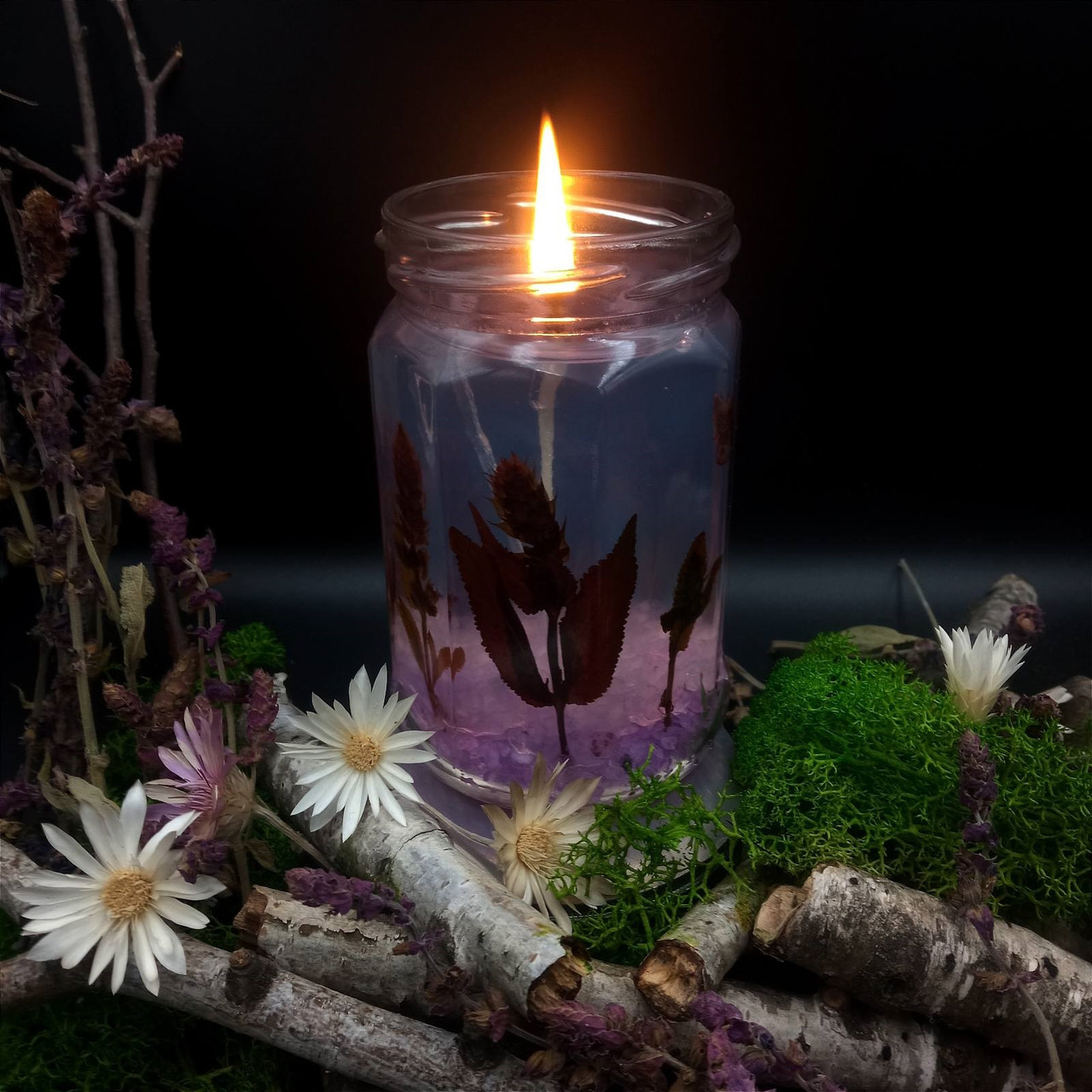 Декоративна гелева свічка декоративна лаванда, фото 1