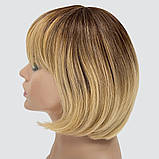 Перука каре з термоволосся 180℃ Kristal AT блонд омбре, перехід з каштанового до пшеничного блонда, фото 4
