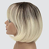 Перука каре з термоволосся 180℃ Kristal AT блонд омбре, перехід із темно-русого в холодний блондин, фото 4