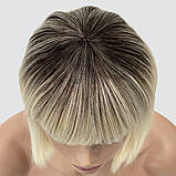 Перука каре з термоволосся 180℃ Kristal AT блонд омбре, перехід із темно-русого в холодний блондин, фото 6