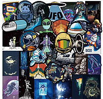 Набір винілових стікерів дитячих наліпок КОСМОС 50 шт