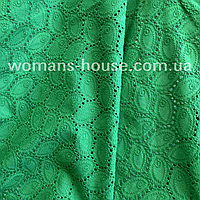 Ткань Батист вышивка прошва листок Зеленый