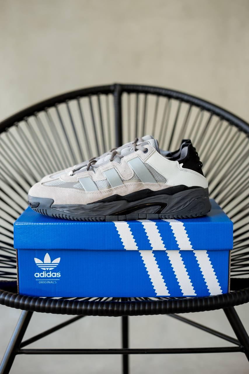 Чоловічі кросівки Adidas Niteball (сірі з білим і чорним) світловідбивні спортивні кроси М0719 топ, фото 1