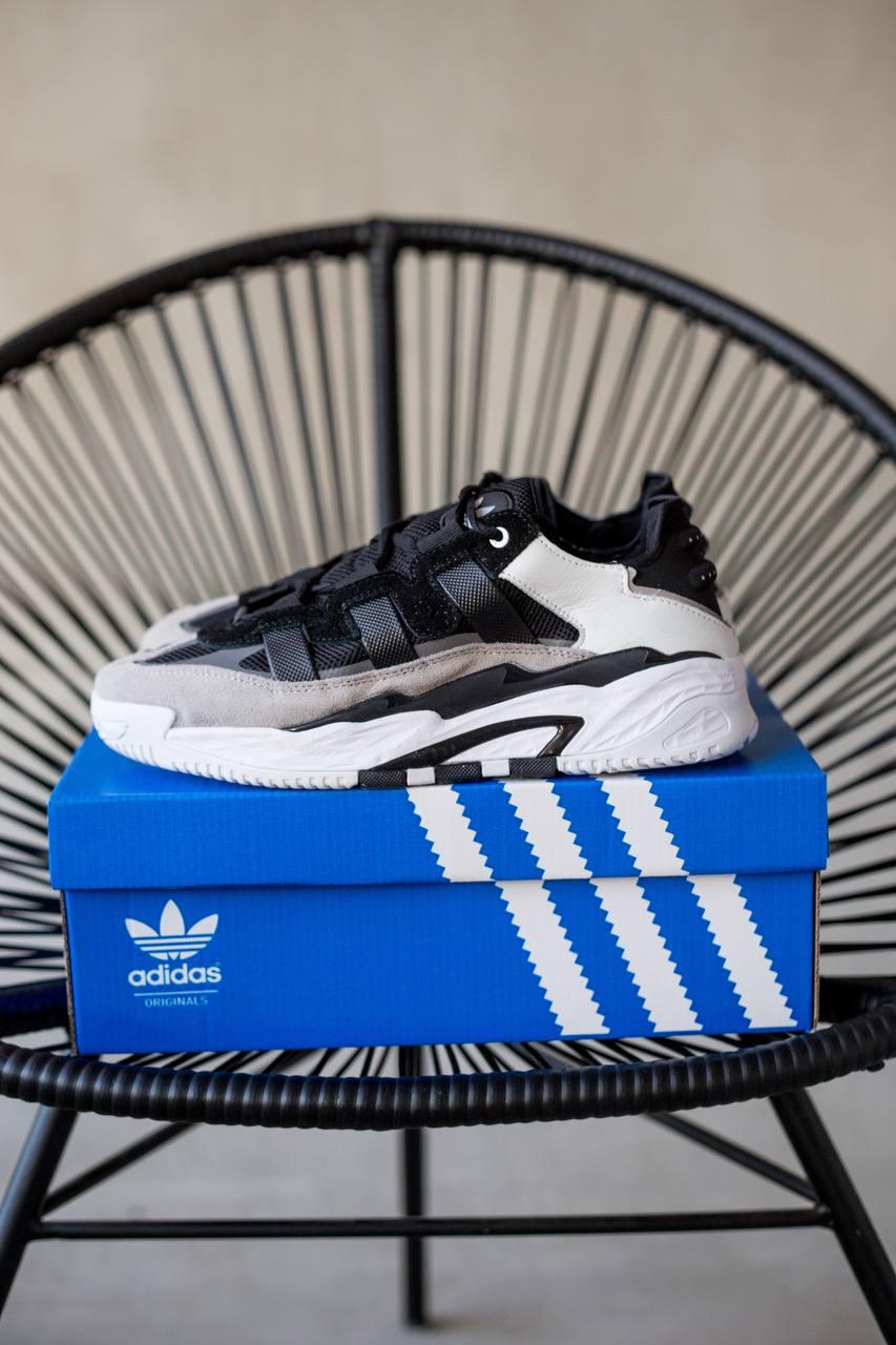 Чоловічі кросівки Adidas Niteball (сірі з чорним і білим) рефлективні повсякденні спорт кроси М0718 топ, фото 1