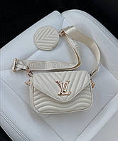 Женская подарочная сумка клатч LV (Louis Vuitton) light beige (бежевая) BONO87659 модная стильная с логотипом
