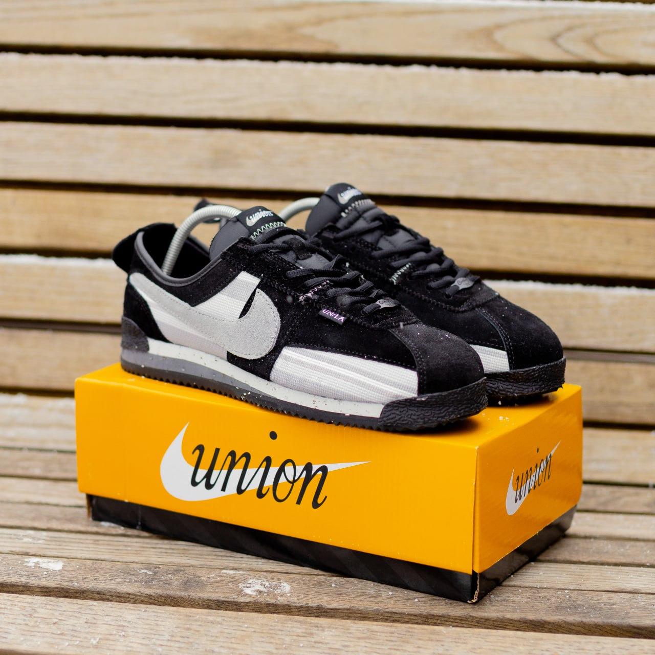 Чоловічі кросівки Nike Cortez x Union L.A (чорні із сірим) повсякденні модні кроси Fox1190 топ, фото 1