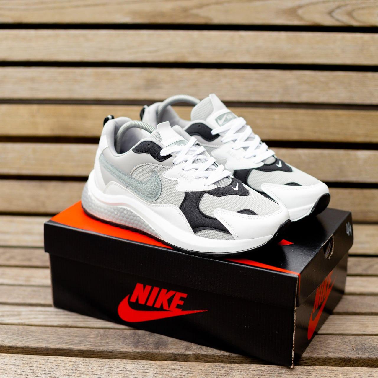 Чоловічі кросівки Nike Air-x (сірі з білим і чорним) комбіновані весняні кроси Fox1199 топ, фото 1