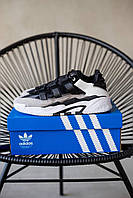 Мужские кроссовки Adidas Niteball (серые с чёрным и белым) рефлективные повседневные спорт кроссы М0718 кросс
