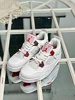Женские кроссовки Nike Air Jordan 4 White/Red (белые с красным) низкие модные спорт кроссы ar99172 кросс