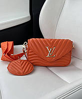 Женская подарочная сумка клатч LV (Louis Vuitton) Orange (оранжевая) BONO90458 модная стильная с логотипом