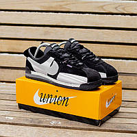 Мужские кроссовки Nike Cortez x Union L.A (чёрные с серым) повседневные модные кроссы Fox1190 кросс