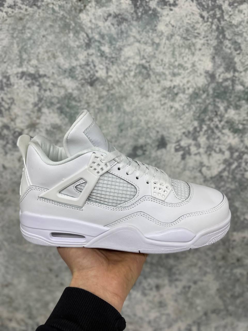 Чоловічі кросівки Nike Air Jordan Retro 4 All White (білі) низькі демісезонні модні кроси I1205 топ, фото 1