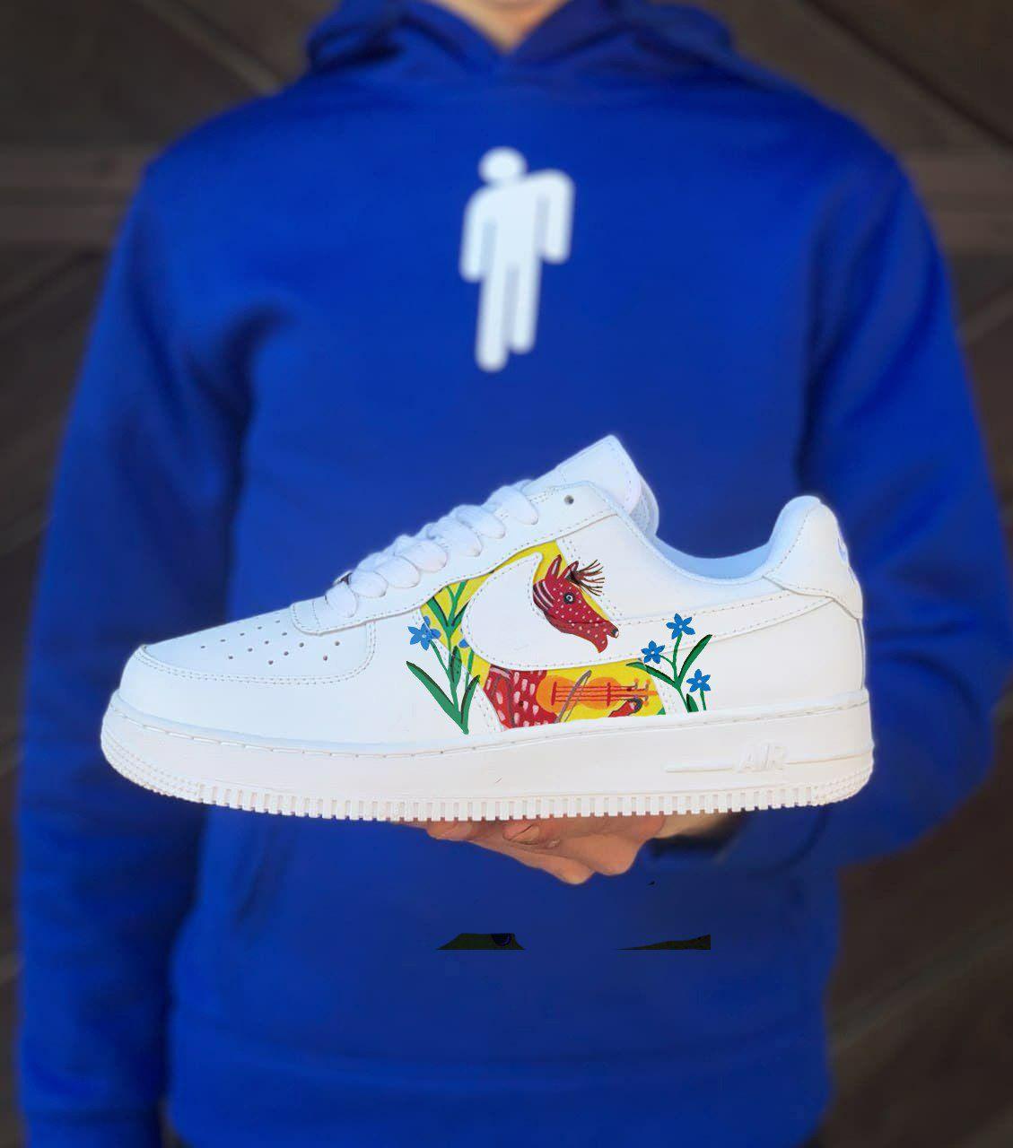 Чоловічі кросівки Nike Air Force One (білі) низькі кастомні кроси за мотивами робіт Марії Примаченко PD7433 топ, фото 1