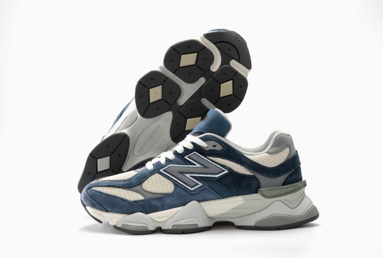 Чоловічі кросівки New Balance 9060 (сині з білим і сірим) світловідбивні модні кроси К14239 top