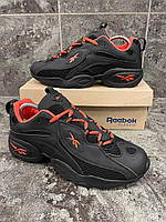 Мужские кроссовки Reebok DMX black/orange (чёрные с оранжевым) модные спортивные универсальные кроссы A1911-3