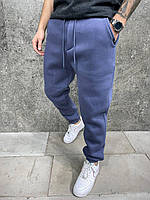 Спортивные штаны теплые с гульфиком (индиго) А6226 классные молодежные классические спортивки топ