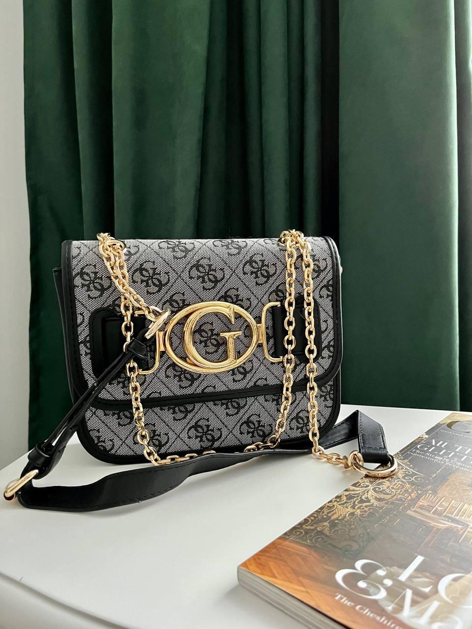 Жіноча мінісумка клатч Guess Aileen 4g Logo Grey (сіра) LAG012 стильна маленька витончена на ланцюжку топ
