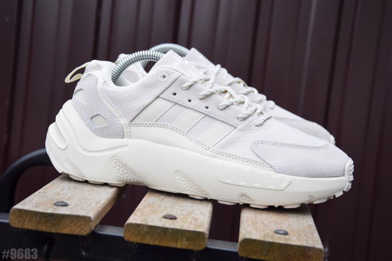 Чоловічі кросівки Adidas zx22 Milk White (білі) світлі модні легкі світловідбивні кроси Т9683 топ, фото 1