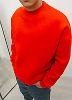 Мужской свитшот яркий (оранжевый) А22402017 классный стильный качественный без капюшона Турция топ