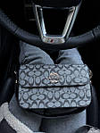 Жіноча сумка Coach (сіра з чорним) AS246 стильна красива модна з монограмою на шкіряному ремені топ, фото 4