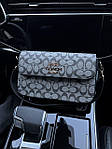 Жіноча сумка Coach (сіра з чорним) AS246 стильна красива модна з монограмою на шкіряному ремені топ, фото 6