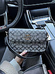 Жіноча сумка Coach (сіра з чорним) AS246 стильна красива модна з монограмою на шкіряному ремені топ, фото 8