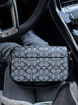 Жіноча сумка Coach (сіра з чорним) AS246 стильна красива модна з монограмою на шкіряному ремені топ, фото 9