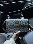 Жіноча сумка Coach (сіра з чорним) AS246 стильна красива модна з монограмою на шкіряному ремені топ, фото 10