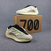 Мужские кроссовки Adidas Yeezy 700 V3 Azael (бежевые с чёрным) светящиеся ночью весенние кроссы О10834 кросс