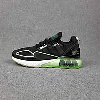 Мужские кроссовки Adidas ZX 2K (чёрные с салатовым) лёгкие мягкие кроссы для спорта О10836 кросс 43
