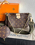 Жіноча сумка Louis Vuitton Multi Pochette Premium (коричнева з хакі) модна стильна сумка Gi91052топ, фото 5