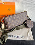 Жіноча сумка Louis Vuitton Multi Pochette Premium (коричнева з хакі) модна стильна сумка Gi91052топ, фото 10