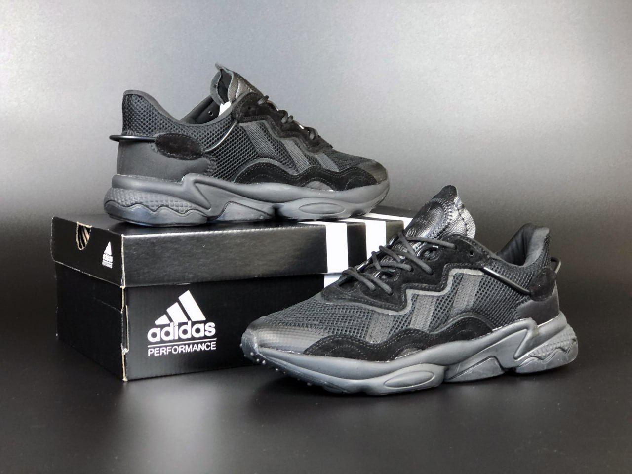 Чоловічі кросівки Adidas Ozweego (чорні) повітропроникні повсякденні спортивні кроси В11484 топ, фото 1
