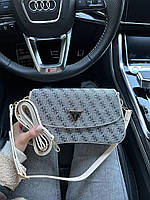 Женская подарочная сумка клатч Guess (серая) AS244 стильная красивая сумочка с длинным кожаным ремешком кросс