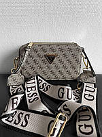 Женская подарочная сумка Guess Crossbody (серая) Gi5307 стильная красивая на длинном текстильном ремне топ
