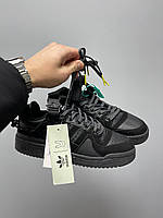 Мужские кроссовки Adidas Bad Bunny x Forum Buckle Low 'Triple Black' (чёрные) стильные повседневные кеды L0774